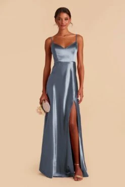 Jay Shiny Satin Dress - French Blue