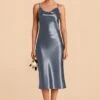 Lisa Shiny Satin Midi Dress - French Blue -Wedding Dress Store french blue lisa midi satin bridesmaid dress 01