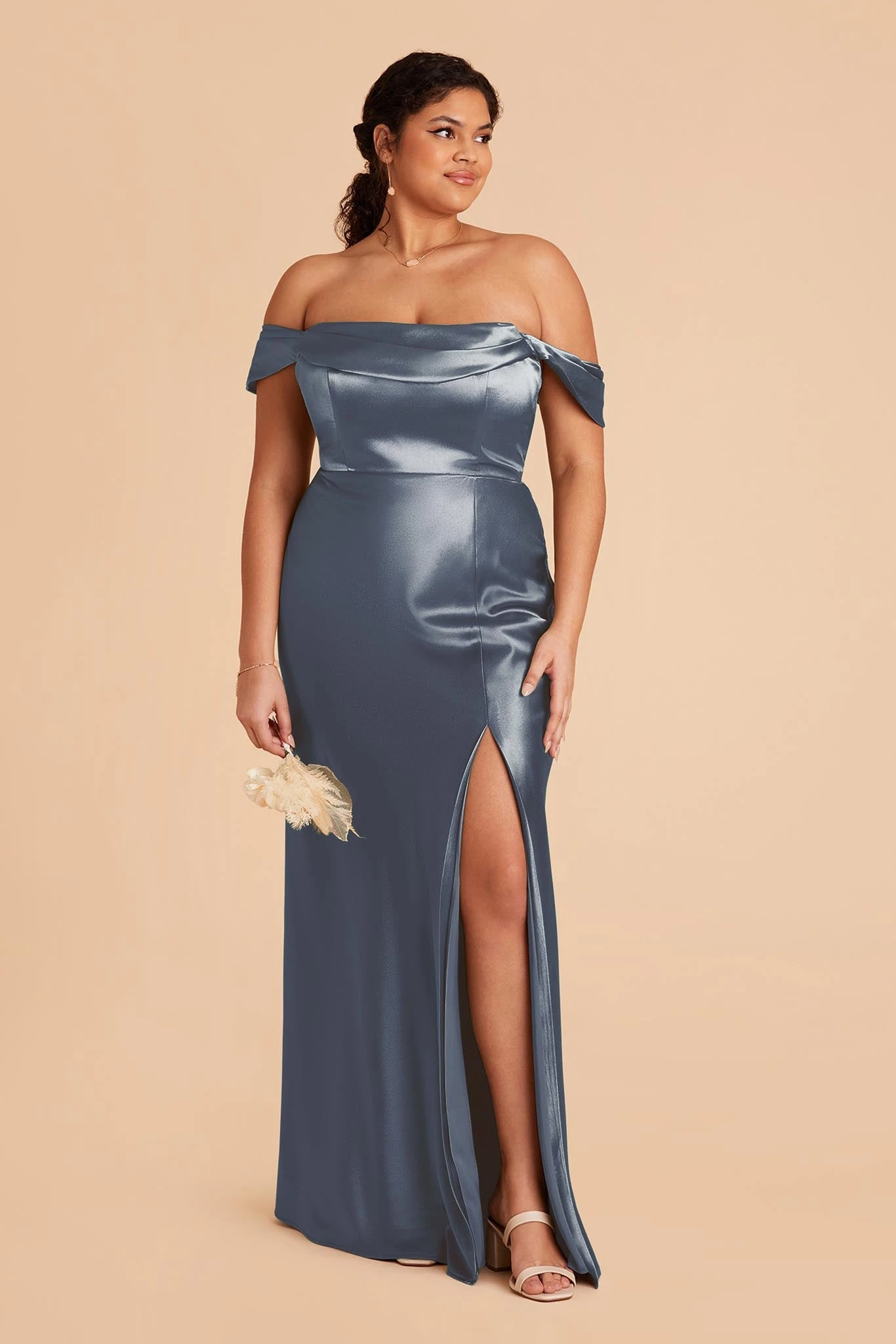 Mia Shiny Satin Convertible Dress - French Blue 9 Mia Shiny Satin Convertible Dress - French Blue - Image 7