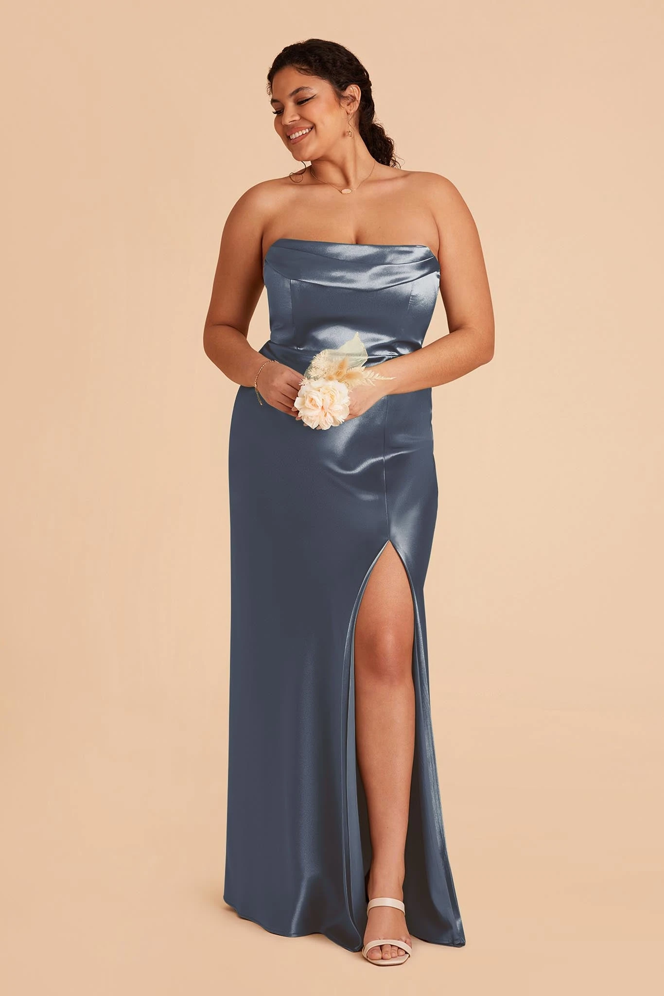 Mia Shiny Satin Convertible Dress - French Blue 4 Mia Shiny Satin Convertible Dress - French Blue - Image 2