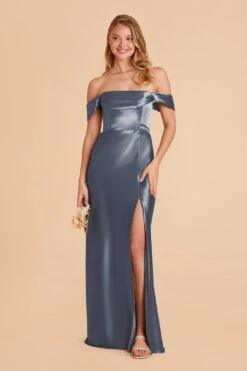 Mia Shiny Satin Convertible Dress - French Blue 12 Mia Shiny Satin Convertible Dress - French Blue -Wedding Dress Store french blue mia satin bridesmaid dress 01