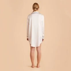 Kamryn Satin Sleepshirt - Ivory -Wedding Dress Store ivory kamryn satin sleep shirt bridesmaid pajamas 05