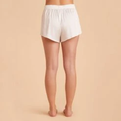 Olivia PJ Shorts - Ivory -Wedding Dress Store ivory olivia satin cami shorts bridesmaid pajamas 02