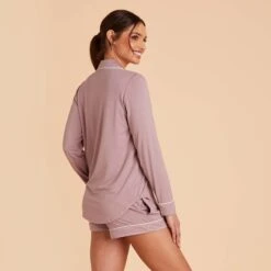 Jonny Long Sleeve Pajama Set - Mauve 12 Jonny Long Sleeve Pajama Set - Mauve -Wedding Dress Store mauve jonny long sleeve bridesmaid pajama set 08