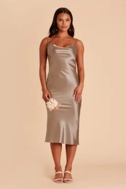 Lisa Shiny Satin Midi Dress - Mocha 11 Lisa Shiny Satin Midi Dress - Mocha -Wedding Dress Store mocha lisa midi satin bridesmaid dress 02