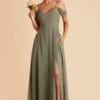 Devin Convertible Dress - Moss Green -Wedding Dress Store moss green devin convertible slit bridesmaid dress 04