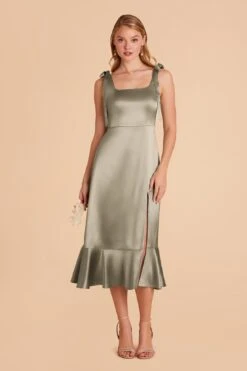 Eugenia Shiny Satin Convertible Midi Dress - Moss Green -Wedding Dress Store moss green eugenia convertible satin bridesmaid dress 02 bf51f505 54d6 42da b50a 7d7d940a1ba0