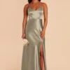 Jay Shiny Satin Dress - Moss Green -Wedding Dress Store moss green jay satin bridesmaid dress 01