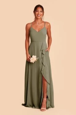 Theresa Chiffon Dress - Moss Green 13 Theresa Chiffon Dress - Moss Green -Wedding Dress Store moss green theresa convertible slit bridesmaid dress 03