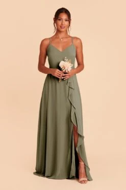 Theresa Chiffon Dress - Moss Green