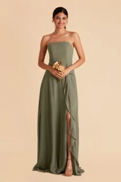 Winnie Convertible Chiffon Dress - Moss Green -Wedding Dress Store moss green winnie convertible slit bridesmaid dress 05