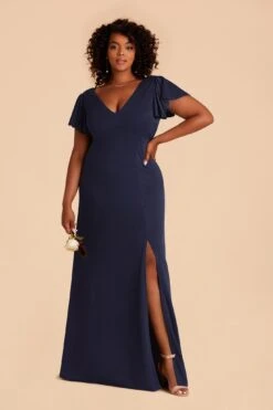 Hannah Crepe Dress - Navy -Wedding Dress Store navy hannah plus size convertible bridesmaid dress 01