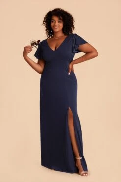 Hannah Crepe Dress - Navy -Wedding Dress Store navy hannah plus size convertible bridesmaid dress 02