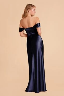 Mia Shiny Satin Convertible Dress - Navy -Wedding Dress Store navy mia convertible satin bridesmaid dress 04