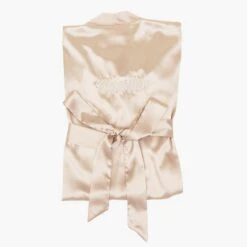 Claudine Lace Robe - Neutral Champagne 17 Claudine Lace Robe - Neutral Champagne -Wedding Dress Store neutral champagne claudine satin lace bridesmaid robe 01