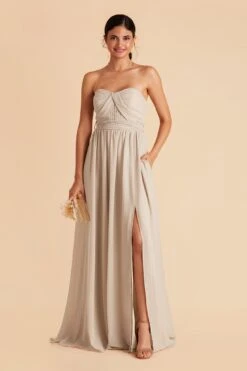 Grace Convertible Dress - Neutral Champagne -Wedding Dress Store neutral champagne grace convertible slit bridesmaid dress 04