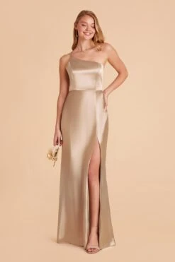 Kensie Shiny Satin Dress - Neutral Champagne