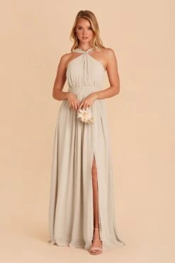 Kiko Chiffon Dress - Neutral Champagne