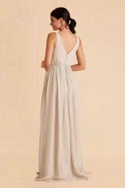 Laurie Empire Dress - Neutral Champagne -Wedding Dress Store neutral champagne laurie slit bridesmaid dress 08