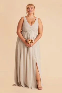 Laurie Empire Dress - Neutral Champagne -Wedding Dress Store neutral champagne laurie slit plus size bridesmaid dress 01 46ab61d0 5d12 45ef 8e8f 238c443c9e2c