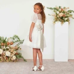 Liz Flower Girl Sash - Neutral Champagne -Wedding Dress Store neutral champagne liz flower girl sash 01