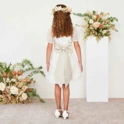 Liz Flower Girl Sash - Neutral Champagne -Wedding Dress Store neutral champagne liz flower girl sash 02