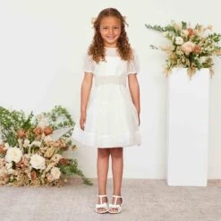 Liz Flower Girl Sash - Neutral Champagne -Wedding Dress Store neutral champagne liz flower girl sash 03
