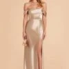 Mia Shiny Satin Convertible Dress - Neutral Champagne 2 Mia Shiny Satin Convertible Dress - Neutral Champagne -Wedding Dress Store neutral champagne mia convertible satin bridesmaid dress 02