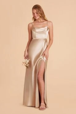 Mia Shiny Satin Convertible Dress - Neutral Champagne 16 Mia Shiny Satin Convertible Dress - Neutral Champagne -Wedding Dress Store neutral champagne mia convertible satin bridesmaid dress 05