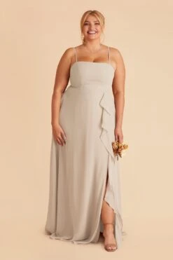 Winnie Convertible Chiffon Dress - Neutral Champagne -Wedding Dress Store neutral champagne winnie convertible slit plus size bridesmaid dress 02 b2cae0aa 4494 4742 b834 20826680a62d