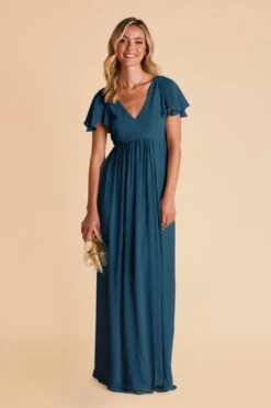 Hannah Empire Dress - Ocean Blue 14 Hannah Empire Dress - Ocean Blue -Wedding Dress Store ocean blue hannah bridesmaid dress 02