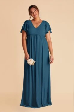 Hannah Empire Dress - Ocean Blue 17 Hannah Empire Dress - Ocean Blue -Wedding Dress Store ocean blue hannah plus size bridesmaid dress 01