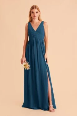 Laurie Empire Dress - Ocean Blue 11 Laurie Empire Dress - Ocean Blue -Wedding Dress Store ocean blue laurie convertible slit bridesmaid dress 01