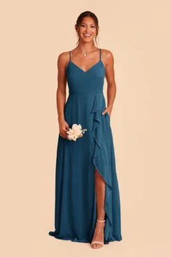 Theresa Chiffon Dress - Ocean Blue 13 Theresa Chiffon Dress - Ocean Blue -Wedding Dress Store ocean blue theresa convertible slit bridesmaid dress 03