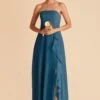Winnie Convertible Chiffon Dress - Ocean Blue -Wedding Dress Store ocean blue winnie convertible slit bridesmaid dress 01