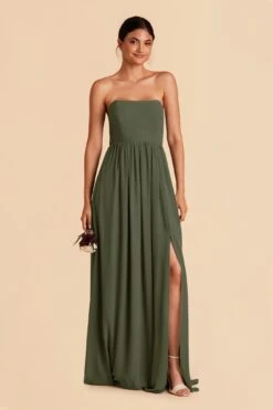 August Convertible Dress - Olive -Wedding Dress Store olive august convertible slit bridesmaid dress 02
