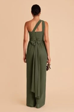 Gigi Convertible Jumpsuit - Olive -Wedding Dress Store olive gigi convertible slit bridesmaid jumpsuit 04
