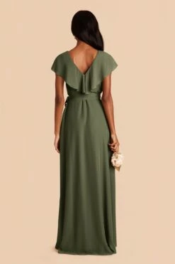 Jackson Chiffon Dress - Olive -Wedding Dress Store olive jackson bridesmaid dress 01