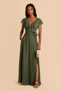 Jackson Chiffon Dress - Olive -Wedding Dress Store olive jackson bridesmaid dress 03