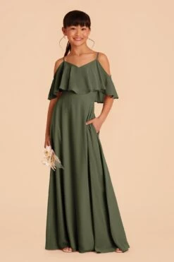 Janie Convertible Junior Dress - Olive -Wedding Dress Store olive janie convertible slit junior bridesmaid dress 01