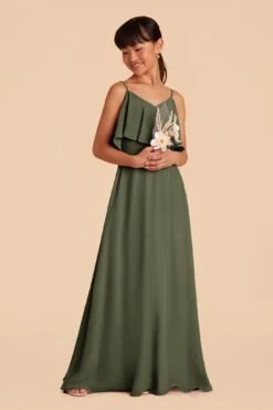 Janie Convertible Junior Dress - Olive -Wedding Dress Store olive janie convertible slit junior bridesmaid dress 03