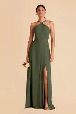 Juliet Chiffon Dress - Olive -Wedding Dress Store olive juliet convertible slit bridesmaid dress 01