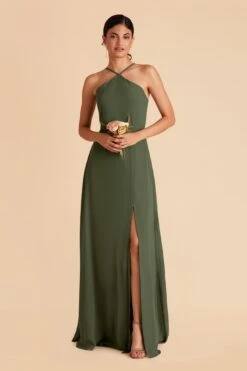Juliet Chiffon Dress - Olive -Wedding Dress Store olive juliet convertible slit bridesmaid dress 02