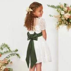 Liz Flower Girl Sash - Olive 13 Liz Flower Girl Sash - Olive -Wedding Dress Store olive liz flower girl sash 05