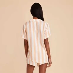 Eddie Pajama Set - Orange Stripe -Wedding Dress Store orange striped eddie bridesmaid pajamas set 04