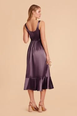 Eugenia Shiny Satin Convertible Midi Dress - Plum -Wedding Dress Store plum eugenia convertible satin bridesmaid dress 05