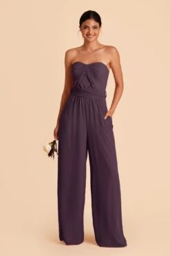 Gigi Convertible Jumpsuit - Plum 12 Gigi Convertible Jumpsuit - Plum -Wedding Dress Store plum gigi convertible slit bridesmaid jumpsuit 01