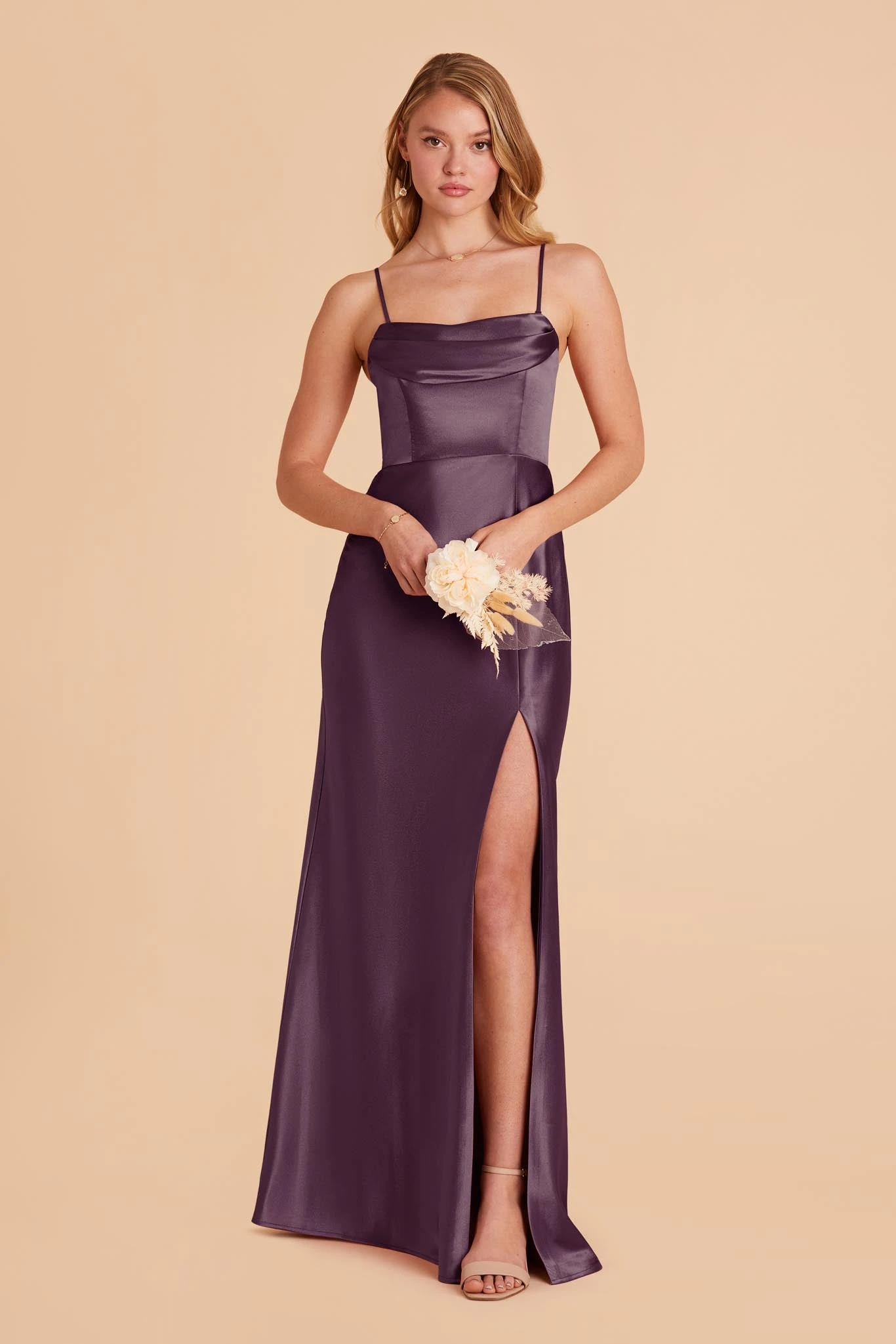 Mia Shiny Satin Convertible Dress - Plum 6 Mia Shiny Satin Convertible Dress - Plum - Image 4
