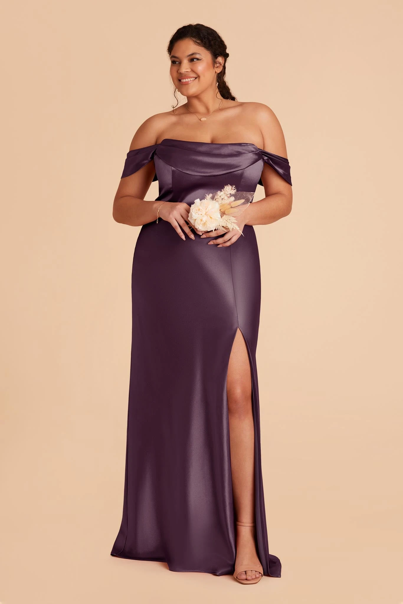 Mia Shiny Satin Convertible Dress - Plum 10 Mia Shiny Satin Convertible Dress - Plum - Image 8