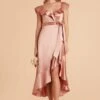 James Shiny Satin Midi Dress - Rose Gold -Wedding Dress Store rose gold james satin bridesmaid dress 01